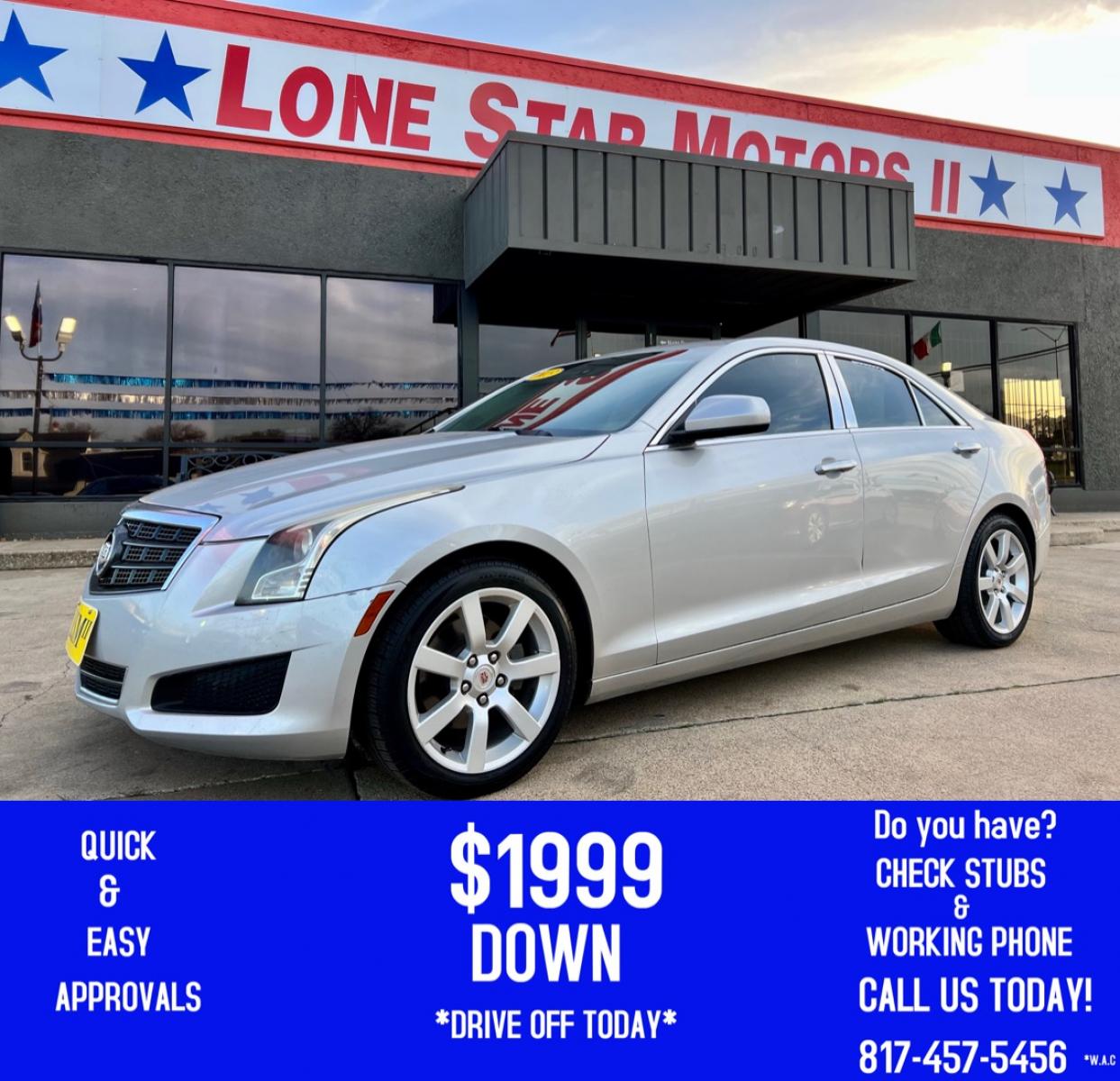 2013 SILVER CADILLAC ATS BASE (1G6AA5RA0D0) , located at 5900 E. Lancaster Ave., Fort Worth, TX, 76112, (817) 457-5456, 0.000000, 0.000000 - Photo #0