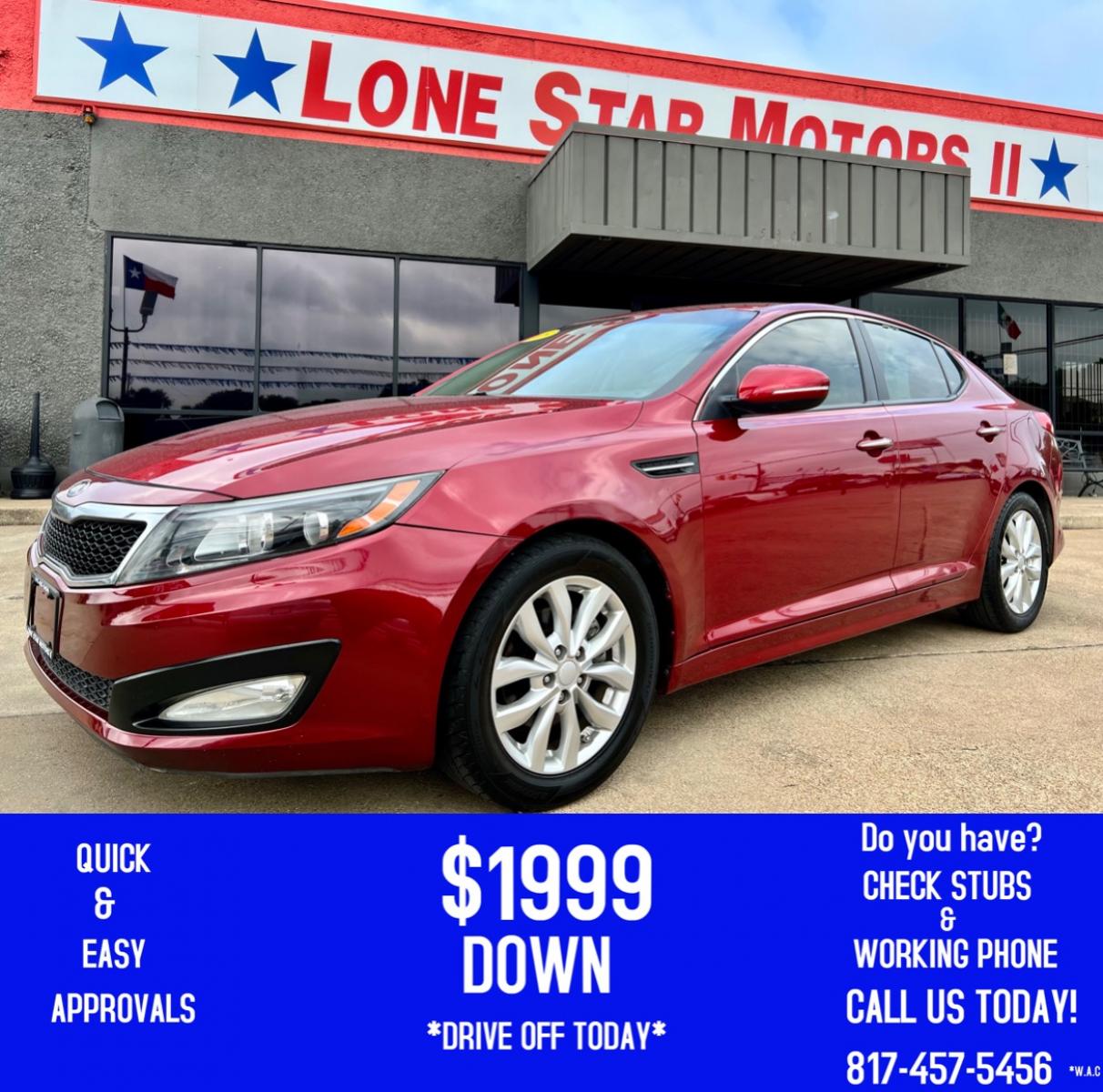 2015 RED KIA OPTIMA EX; LX (5XXGN4A73FG) , located at 5900 E. Lancaster Ave., Fort Worth, TX, 76112, (817) 457-5456, 0.000000, 0.000000 - This is a 2015 KIA OPTIMA EX 4 DR SEDAN that is in excellent condition. There are no dents or scratches. The interior is clean with no rips or tears or stains. All power windows, door locks and seats. Ice cold AC for those hot Texas summer days. It is equipped with a CD player, AM/FM radio, AUX port - Photo #0