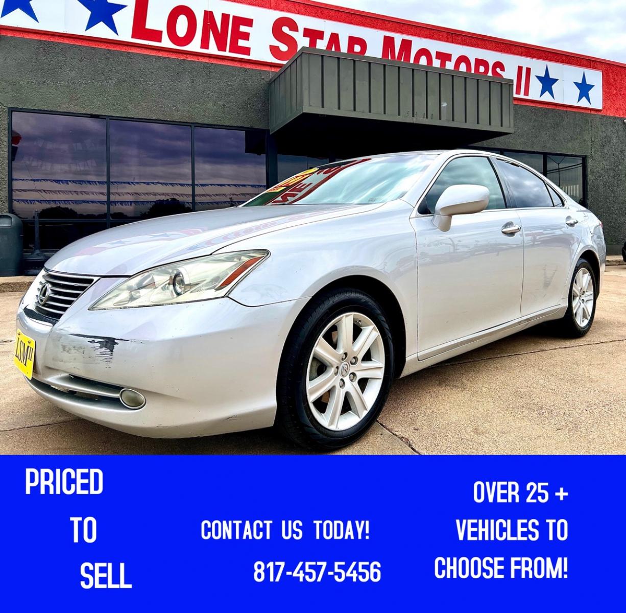 2007 SILVER LEXUS ES 350 BASE (JTHBJ46G072) , located at 5900 E. Lancaster Ave., Fort Worth, TX, 76112, (817) 457-5456, 0.000000, 0.000000 - CASH CAR ONLY, NO FINANCING AVAILABLE. THIS 2007 LEXUS ES 350 BASE 4 DOOR SEDAN RUNS AND DRIVES GREAT. IT IS EQUIPPED WITH A CD PLAYER, AM/FM RADIO AND AN AUX PORT. THE TIRES ARE IN GOOD CONDITION AND STILL HAVE TREAD LEFT ON THEM. THIS CAR WILL NOT LAST SO ACT FAST! Call or text Frances at 68 - Photo #0