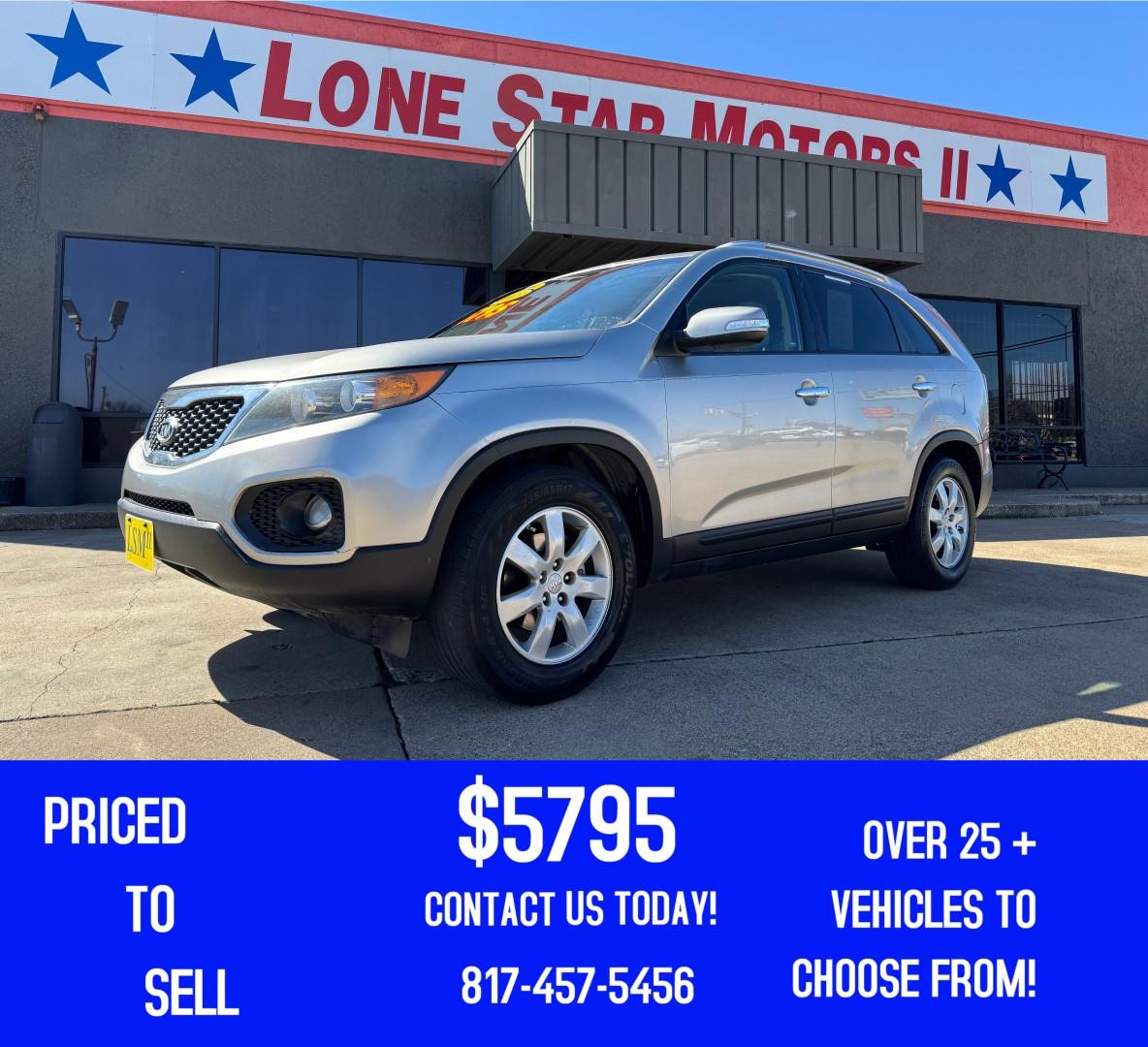 2013 SILVER KIA SORENTO EX; LX (5XYKT3A68DG) , located at 5900 E. Lancaster Ave., Fort Worth, TX, 76112, (817) 457-5456, 0.000000, 0.000000 - This is a 2013 KIA SORENTO EX; LX 4 DOOR SUV that is in excellent condition. There are no dents or scratches. The interior is clean with no rips or tears or stains. All power windows, door locks and seats. Ice cold AC for those hot Texas summer days. It is equipped with a CD player, AM/FM radio, AUX - Photo#0