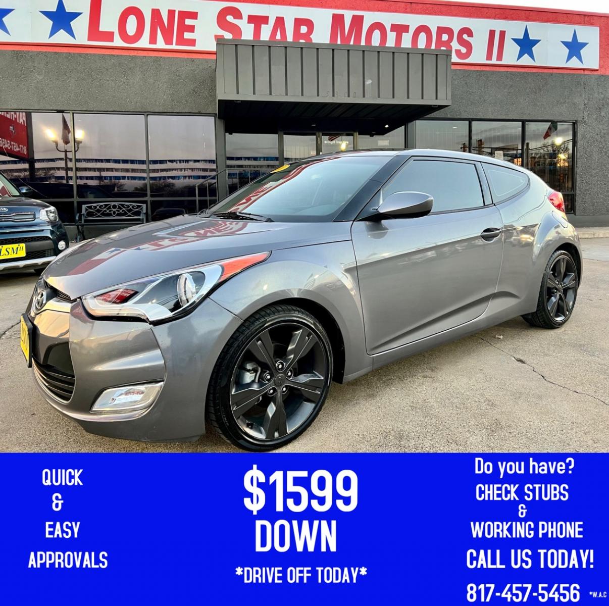 2016 GRAY /Black HYUNDAI VELOSTER Base 3dr Coupe (KMHTC6AD2GU) with an 1.6L I4 engine, Automatic 6-Speed transmission, located at 5900 E. Lancaster Ave., Fort Worth, TX, 76112, (817) 457-5456, 0.000000, 0.000000 - This is a 2016 HYUNDAI VELOSTER 4 DR SEDAN that is in excellent condition. The interior is clean with no rips or tears or stains. All power windows, door locks and seats. Ice cold AC for those hot Texas summer days. It is equipped with a CD player, AM/FM radio, AUX port, Bluetooth connectivity and S - Photo #0