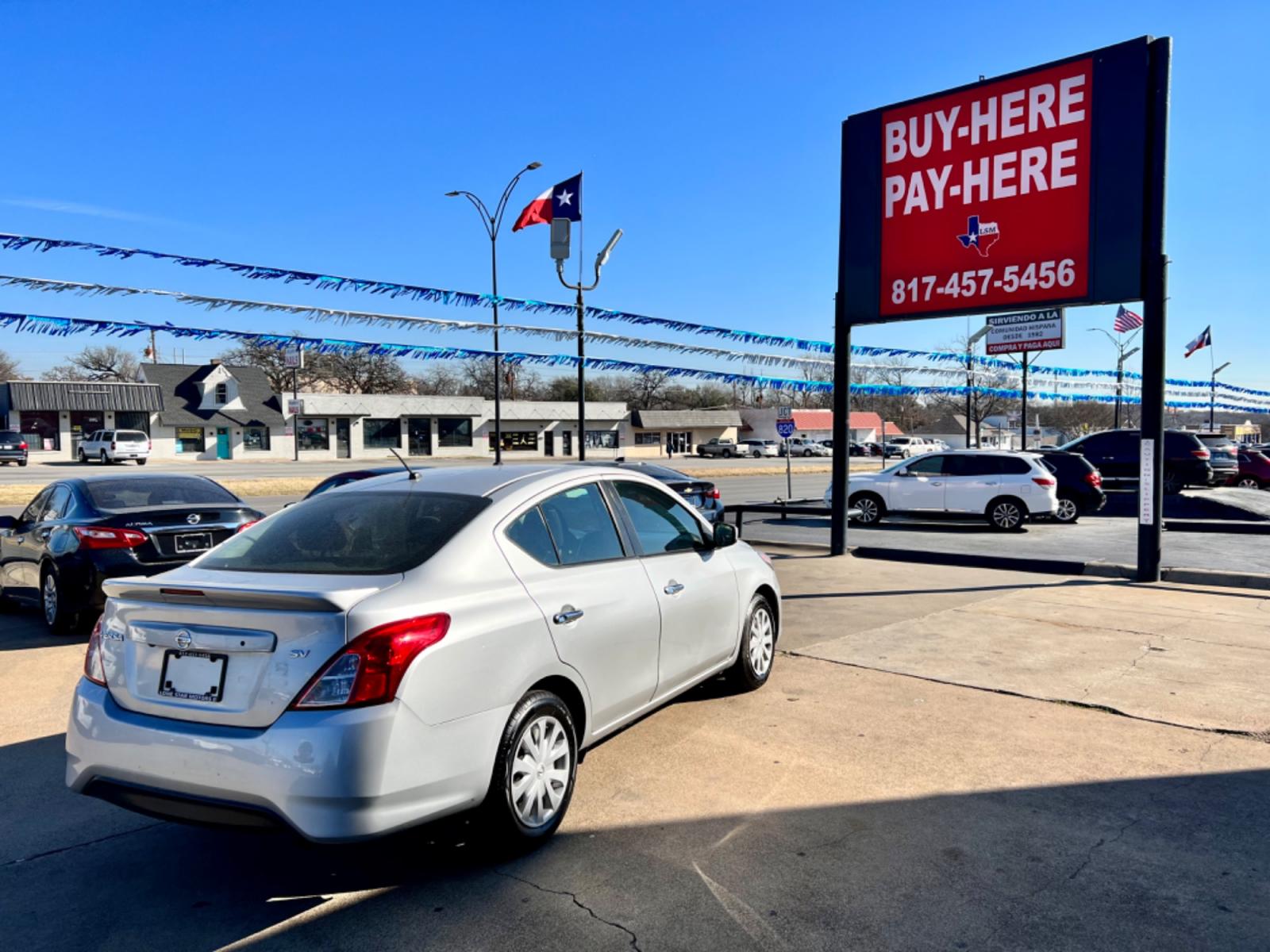2019 SILVER /Gray NISSAN VERSA S 4dr Sedan (3N1CN7AP5KL) with an 1.6L I4 engine, Automatic 5-Speed transmission, located at 5900 E. Lancaster Ave., Fort Worth, TX, 76112, (817) 457-5456, 0.000000, 0.000000 - This is a 2019 NISSAN VERSA 4 DOOR SEDAN that is in excellent condition. There are no dents or scratches. The interior is clean with no rips or tears or stains. All power windows, door locks and seats. Ice cold AC for those hot Texas summer days. It is equipped with a CD player, AM/FM radio, AUX por - Photo #5