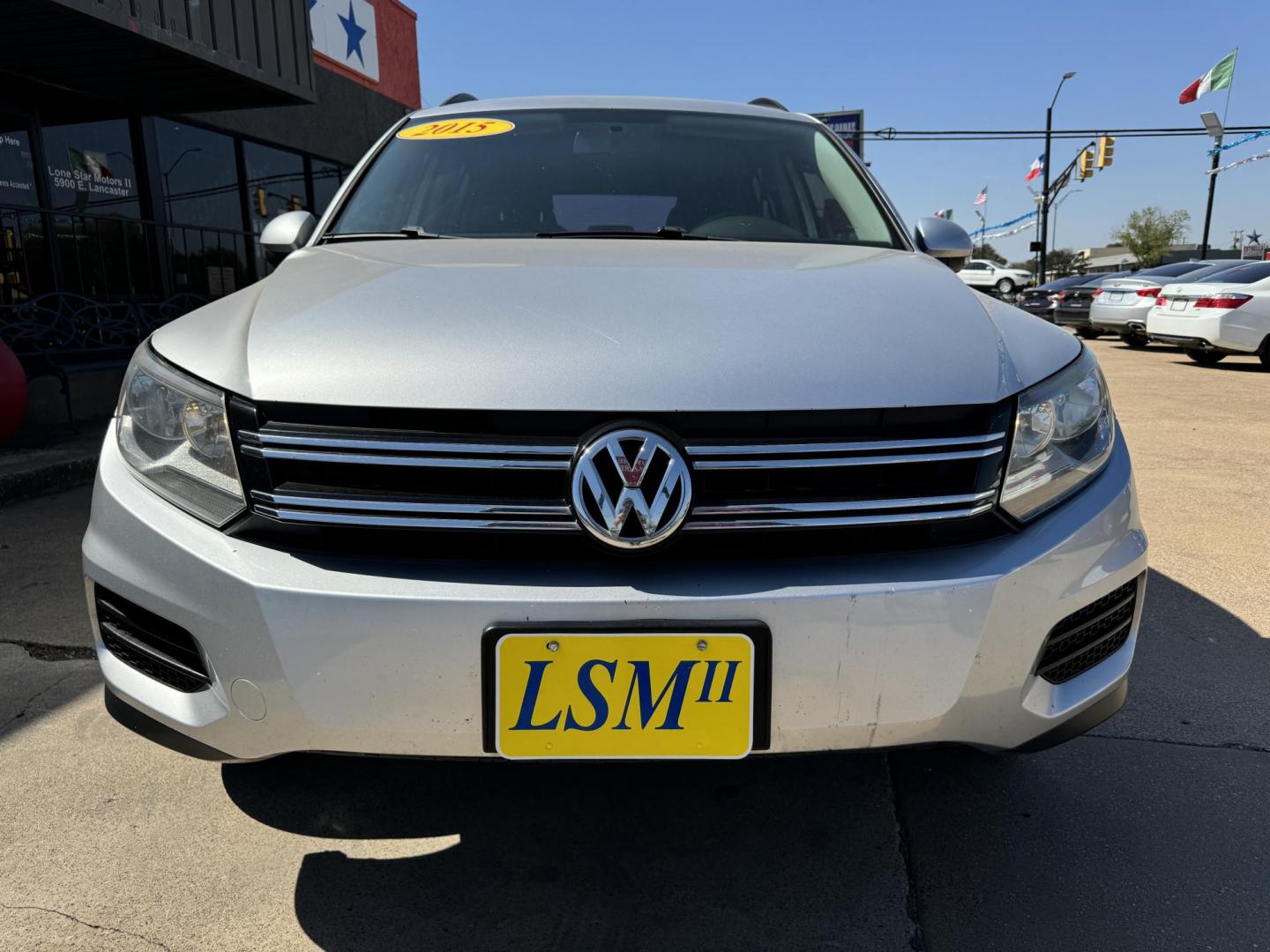 2015 SILVER VOLKSWAGEN TIGUAN S; SE; SEL; W (WVGAV7AX6FW) , located at 5900 E. Lancaster Ave., Fort Worth, TX, 76112, (817) 457-5456, 0.000000, 0.000000 - This is a 2015 VOLKSWAGEN TIGUAN 4 DR SUV that is in excellent condition. The interior is clean with no rips or tears or stains. All power windows, door locks and seats. Ice cold AC for those hot Texas summer days. It is equipped with a CD player, AM/FM radio, AUX port, Bluetooth connectivity and Si - Photo#1