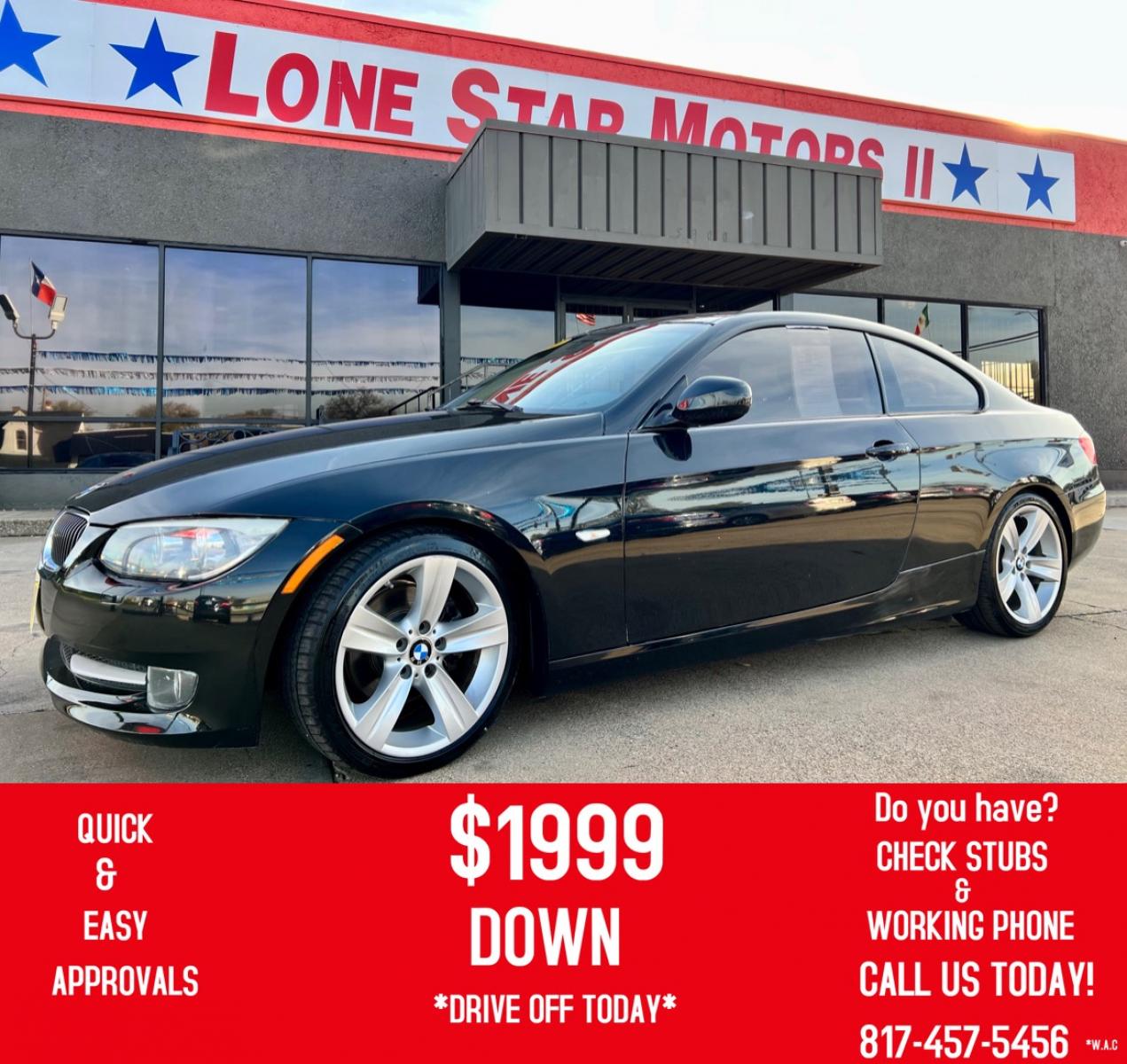 2011 BLACK BMW 3 SERIES (WBAKE3C5XBE) , located at 5900 E. Lancaster Ave., Fort Worth, TX, 76112, (817) 457-5456, 0.000000, 0.000000 - Photo #0