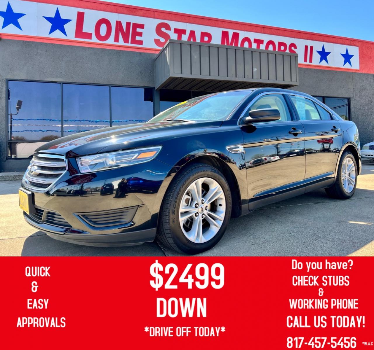 2017 BLACK FORD TAURUS (1FAHP2D81HG) , located at 5900 E. Lancaster Ave., Fort Worth, TX, 76112, (817) 457-5456, 0.000000, 0.000000 - This is a 2017 FORD TAURUS 4 DOOR SEDAN that is in excellent condition. There are no dents or scratches. The interior is clean with no rips or tears or stains. All power windows, door locks and seats. Ice cold AC for those hot Texas summer days. It is equipped with a CD player, AM/FM radio, AUX port - Photo #0