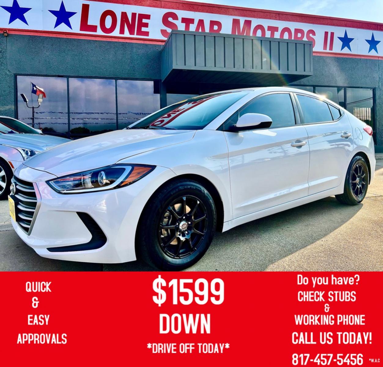 2017 WHITE HYUNDAI ELANTRA (5NPD74LF7HH) , located at 5900 E. Lancaster Ave., Fort Worth, TX, 76112, (817) 457-5456, 0.000000, 0.000000 - This is a 2017 HYUNDAI ELANTRA 4 DOOR SEDAN that is in excellent condition. There are no dents or scratches. The interior is clean with no rips or tears or stains. All power windows, door locks and seats. Ice cold AC for those hot Texas summer days. It is equipped with a CD player, AM/FM radio, AUX - Photo #0