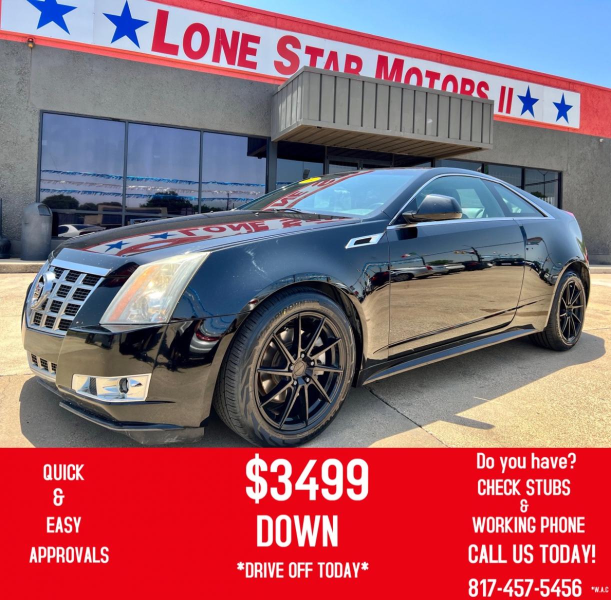2014 BLACK CADILLAC CTS (1G6DC1E3XE0) , located at 5900 E. Lancaster Ave., Fort Worth, TX, 76112, (817) 457-5456, 0.000000, 0.000000 - This is a 2014 CADILLAC CTS 2 DOOR COUPE that is in excellent condition. There are no dents or scratches. The interior is clean with no rips or tears or stains. All power windows, door locks and seats. Ice cold AC for those hot Texas summer days. It is equipped with a CD player, AM/FM radio, AUX por - Photo #0