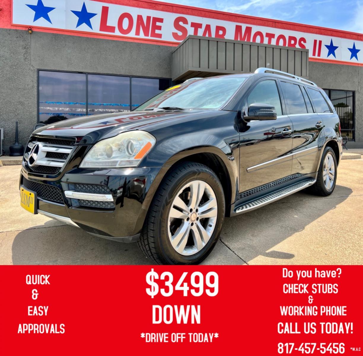 2012 BLACK MERCEDES-BENZ GL-CLASS (4JGBF7BE0CA) , located at 5900 E. Lancaster Ave., Fort Worth, TX, 76112, (817) 457-5456, 0.000000, 0.000000 - This is a 2012 MERCEDES-BENZ GL-CLASS 4 DOOR SUV that is in excellent condition. There are no dents or scratches. The interior is clean with no rips or tears or stains. All power windows, door locks and seats. Ice cold AC for those hot Texas summer days. It is equipped with a CD player, AM/FM radio, - Photo #0