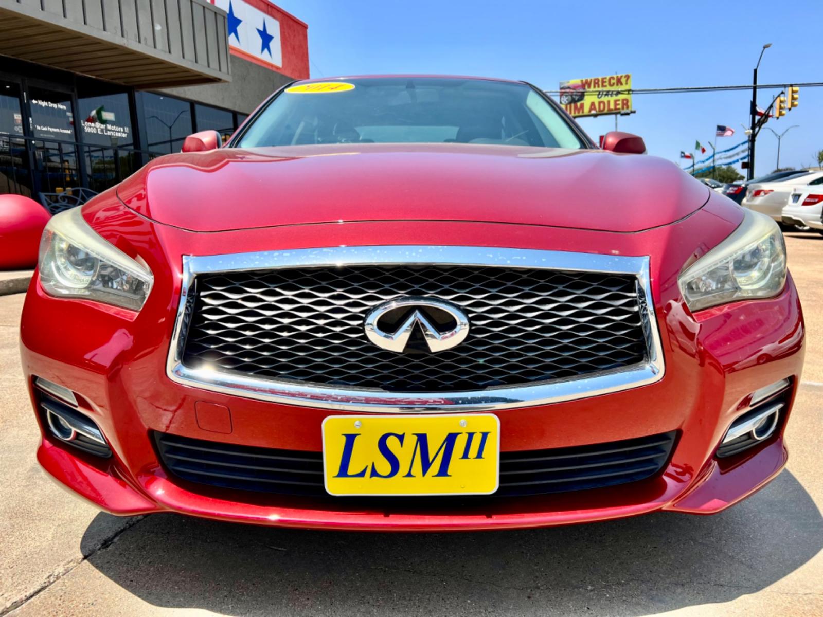 2014 RED INFINITI Q50 (JN1BV7AP9EM) , located at 5900 E. Lancaster Ave., Fort Worth, TX, 76112, (817) 457-5456, 0.000000, 0.000000 - This is a 2014 INFINITI Q50 4 DOOR SEDAN that is in excellent condition. There are no dents or scratches. The interior is clean with no rips or tears or stains. All power windows, door locks and seats. Ice cold AC for those hot Texas summer days. It is equipped with a CD player, AM/FM radio, AUX por - Photo #2