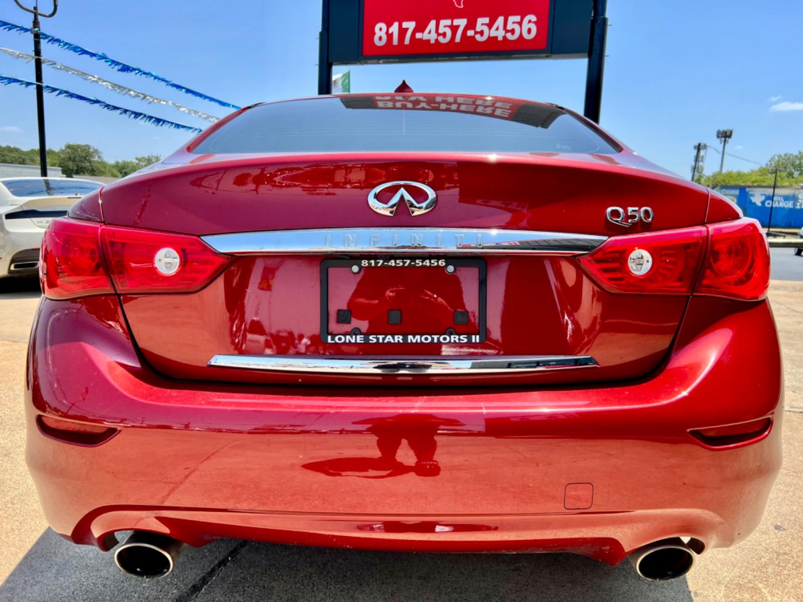2014 RED INFINITI Q50 (JN1BV7AP9EM) , located at 5900 E. Lancaster Ave., Fort Worth, TX, 76112, (817) 457-5456, 0.000000, 0.000000 - This is a 2014 INFINITI Q50 4 DOOR SEDAN that is in excellent condition. There are no dents or scratches. The interior is clean with no rips or tears or stains. All power windows, door locks and seats. Ice cold AC for those hot Texas summer days. It is equipped with a CD player, AM/FM radio, AUX por - Photo #5