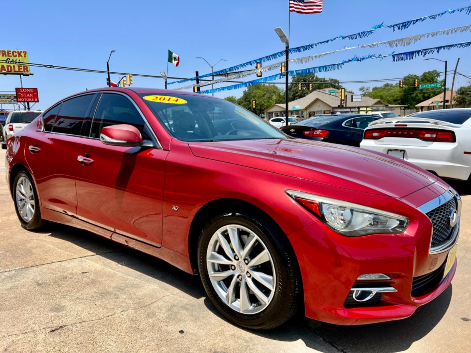 2014 RED INFINITI Q50 (JN1BV7AP9EM) , located at 5900 E. Lancaster Ave., Fort Worth, TX, 76112, (817) 457-5456, 0.000000, 0.000000 - This is a 2014 INFINITI Q50 4 DOOR SEDAN that is in excellent condition. There are no dents or scratches. The interior is clean with no rips or tears or stains. All power windows, door locks and seats. Ice cold AC for those hot Texas summer days. It is equipped with a CD player, AM/FM radio, AUX por - Photo #8