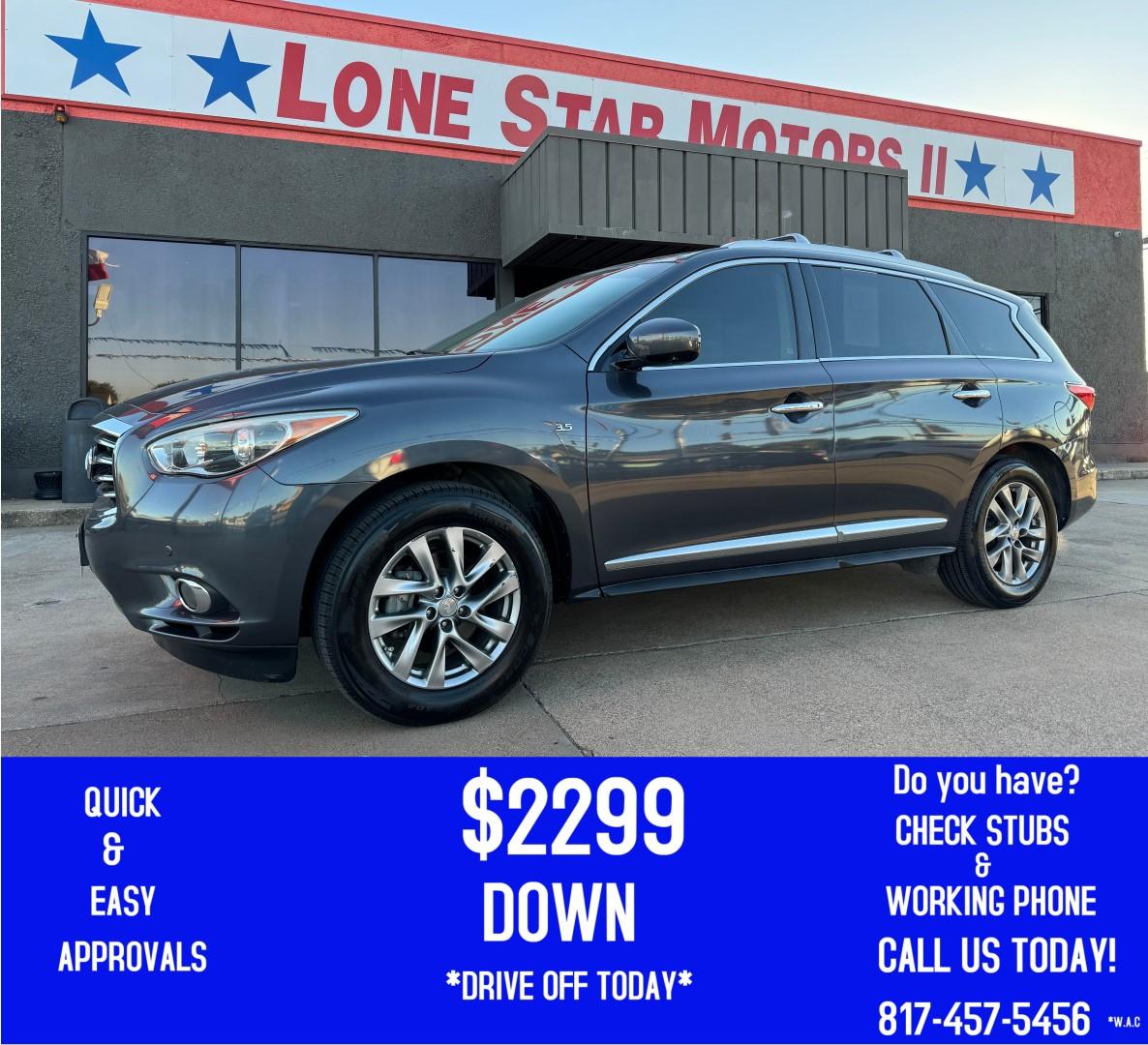 2014 GRAY INFINITI QX60 (5N1AL0MN1EC) , located at 5900 E. Lancaster Ave., Fort Worth, TX, 76112, (817) 457-5456, 0.000000, 0.000000 - This is a 2014 INFINITI QX60 4 DOOR SUV that is in excellent condition. There are no dents or scratches. The interior is clean with no rips or tears or stains. All power windows, door locks and seats. Ice cold AC for those hot Texas summer days. It is equipped with a CD player, AM/FM radio, AUX port - Photo#0