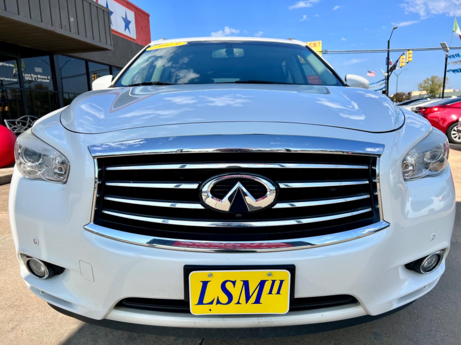 2013 WHITE INFINITI JX35 BASE (5N1AL0MN3DC) , located at 5900 E. Lancaster Ave., Fort Worth, TX, 76112, (817) 457-5456, 0.000000, 0.000000 - This is a 2013 INFINITI JX35 BASE 4 DOOR SUV that is in excellent condition. There are no dents or scratches. The interior is clean with no rips or tears or stains. All power windows, door locks and seats. Ice cold AC for those hot Texas summer days. It is equipped with a CD player, AM/FM radio, AUX - Photo #2