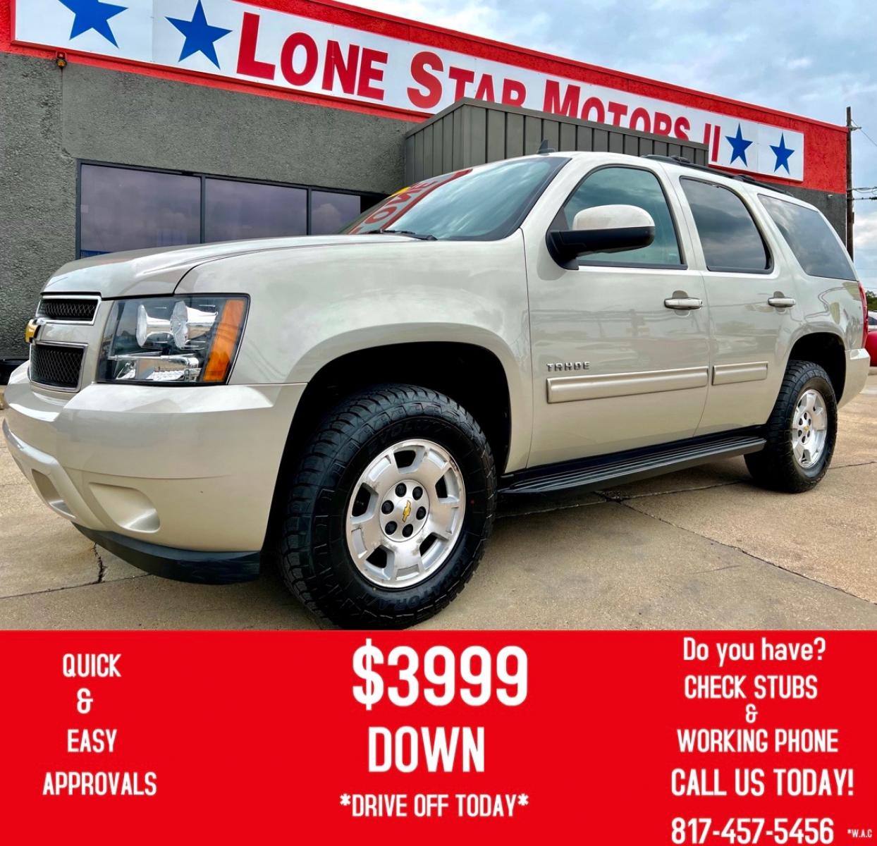2014 GOLD CHEVROLET TAHOE LS (1GNSCAE04ER) , located at 5900 E. Lancaster Ave., Fort Worth, TX, 76112, (817) 457-5456, 0.000000, 0.000000 - This is a 2014 CHEVROLET TAHOE LS 4 DOOR SUV that is in excellent condition. There are no dents or scratches. The interior is clean with no rips or tears or stains. All power windows, door locks and seats. Ice cold AC for those hot Texas summer days. It is equipped with a CD player, AM/FM radio, AUX - Photo #0