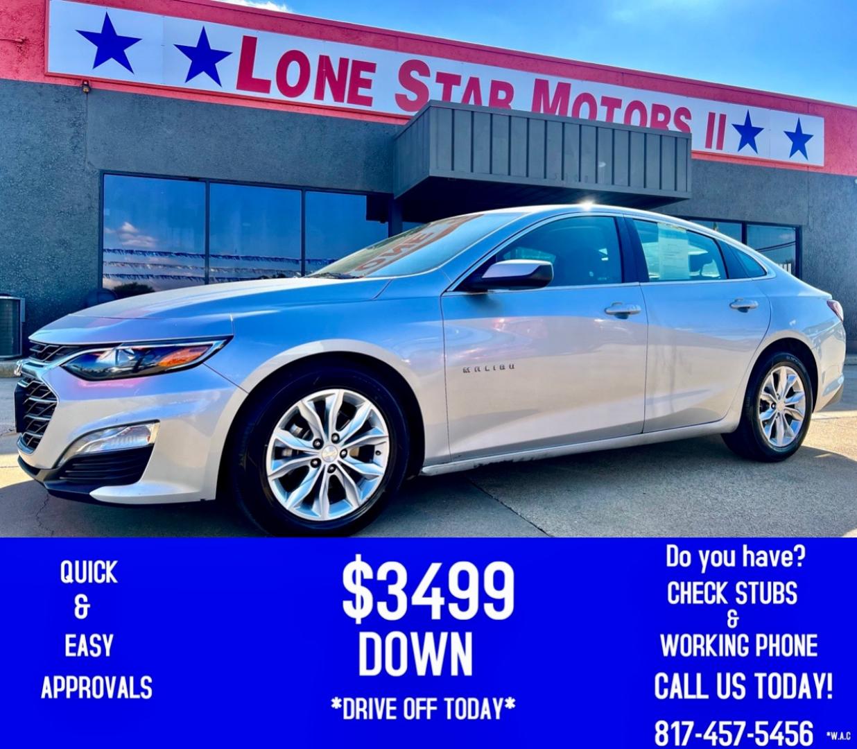 2020 SILVER CHEVROLET MALIBU LT (1LT) (1G1ZD5STXLF) , located at 5900 E. Lancaster Ave., Fort Worth, TX, 76112, (817) 457-5456, 0.000000, 0.000000 - This is a 2020 CHEVROLET MALIBU LT (1LT) 4 DOOR SEDAN that is in excellent condition. There are no dents or scratches. The interior is clean with no rips or tears or stains. All power windows, door locks and seats. Ice cold AC for those hot Texas summer days. It is equipped with a CD player, AM/FM r - Photo#0