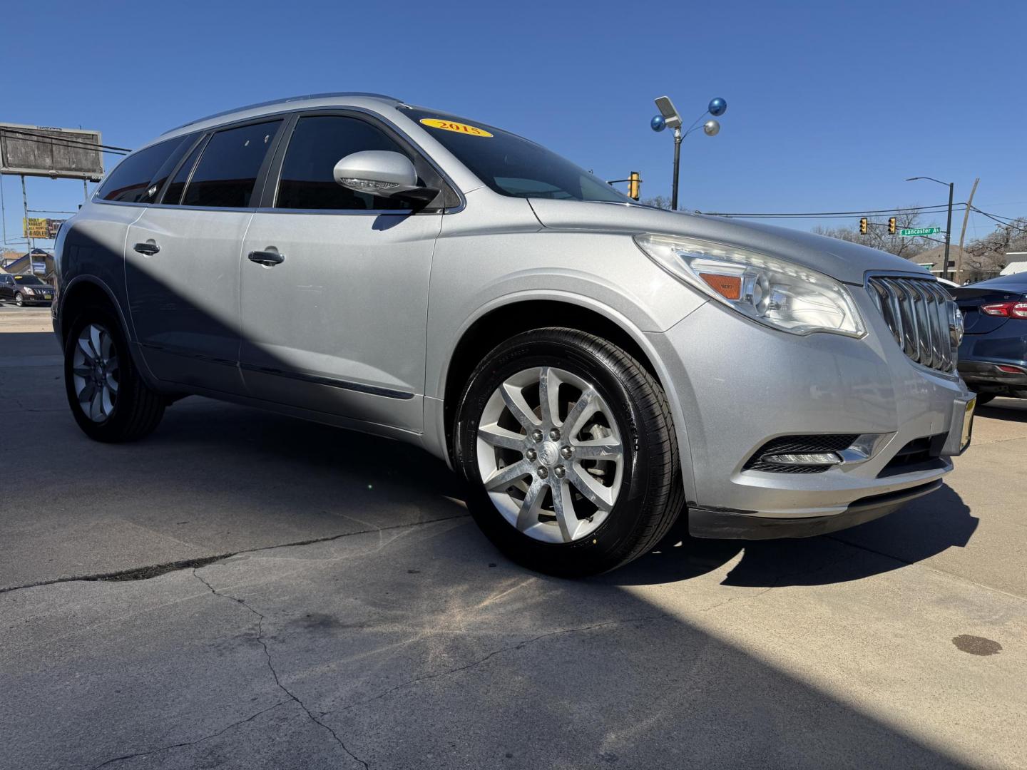 2015 SILVER BUICK ENCLAVE PREMIUM (5GAKRCKD2FJ) , located at 5900 E. Lancaster Ave., Fort Worth, TX, 76112, (817) 457-5456, 0.000000, 0.000000 - This is a 2015 BUICK ENCLAVE PREMIUM 4 DOOR SUV that is in excellent condition. There are no dents or scratches. The interior is clean with no rips or tears or stains. All power windows, door locks and seats. Ice cold AC for those hot Texas summer days. It is equipped with a CD player, AM/FM radio, - Photo#2