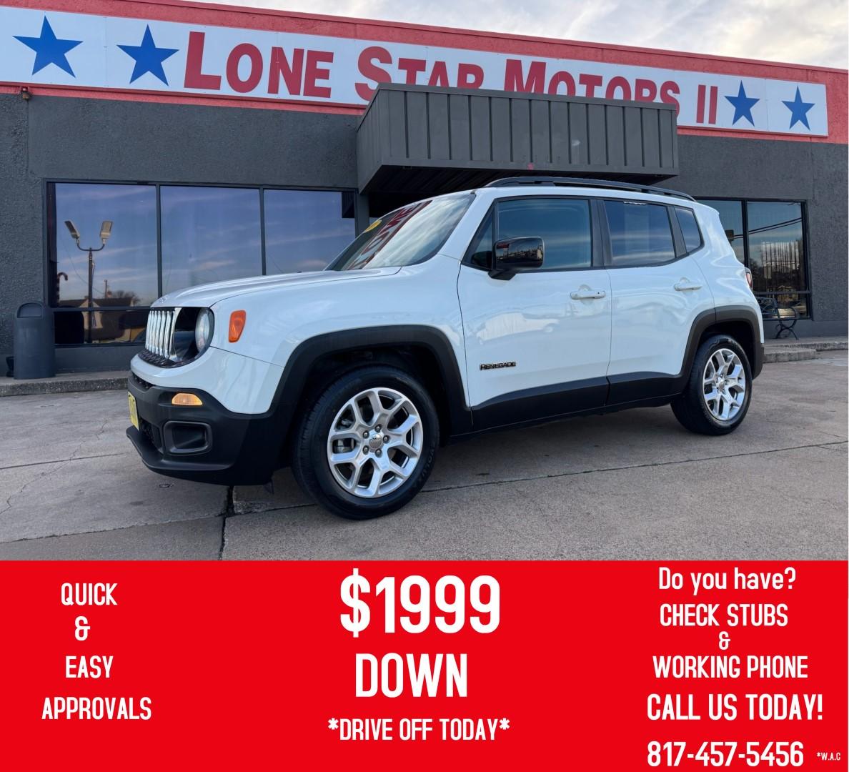 2018 WHITE JEEP RENEGADE LATITUDE (ZACCJABBXJP) , located at 5900 E. Lancaster Ave., Fort Worth, TX, 76112, (817) 457-5456, 0.000000, 0.000000 - Photo#0