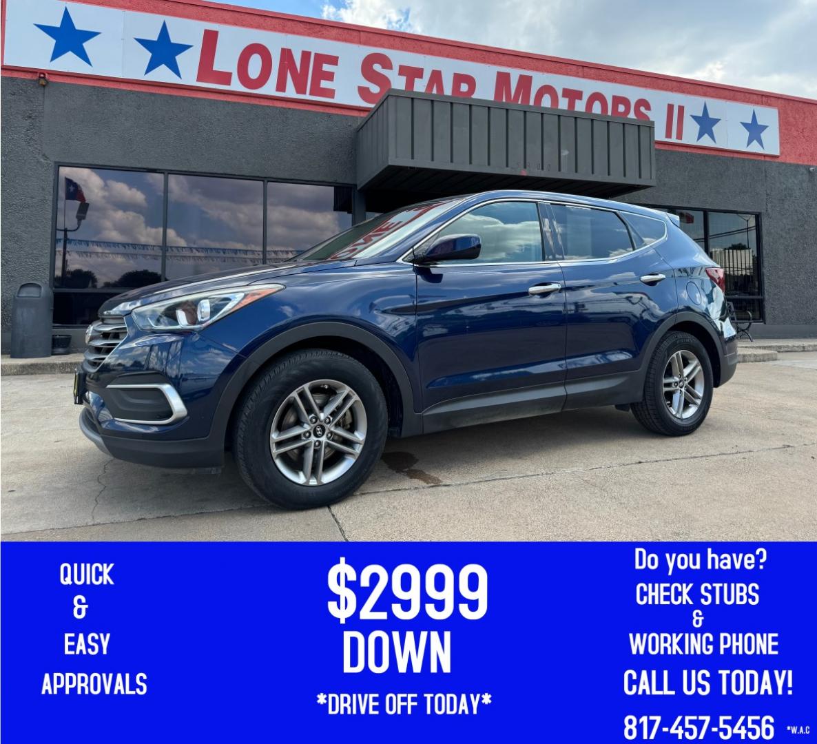 2018 BLUE HYUNDAI SANTA FE SPORT BASE (5XYZT3LB5JG) , located at 5900 E. Lancaster Ave., Fort Worth, TX, 76112, (817) 457-5456, 0.000000, 0.000000 - Photo#0