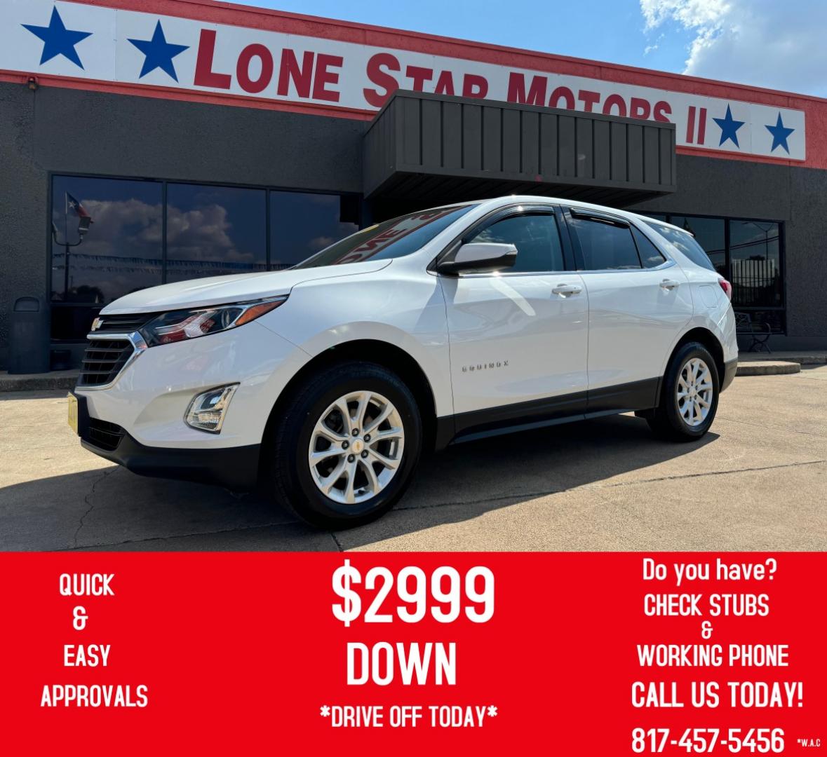 2019 WHITE CHEVROLET EQUINOX LT (1LT) (2GNAXUEV9K6) , located at 5900 E. Lancaster Ave., Fort Worth, TX, 76112, (817) 457-5456, 0.000000, 0.000000 - Photo#0