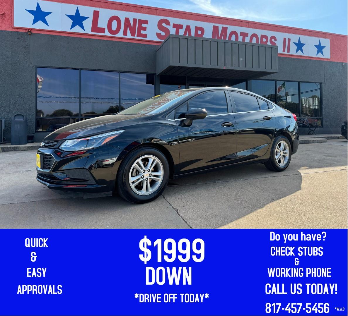 2017 BLACK CHEVROLET CRUZE LT (1G1BE5SM0H7) , located at 5900 E. Lancaster Ave., Fort Worth, TX, 76112, (817) 457-5456, 0.000000, 0.000000 - Photo#0