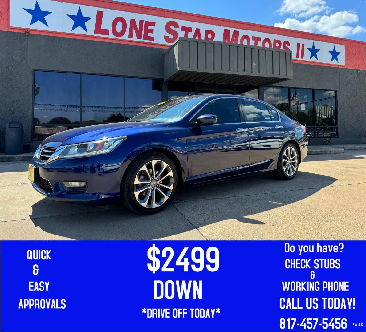 2014 BLUE HONDA ACCORD SPORT (1HGCR2F57EA) , located at 5900 E. Lancaster Ave., Fort Worth, TX, 76112, (817) 457-5456, 0.000000, 0.000000 - Photo#0