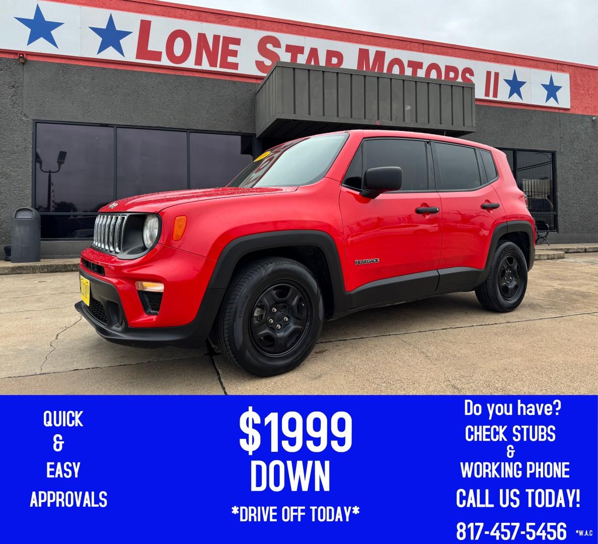 2020 RED JEEP RENEGADE SPORT (ZACNJAAB2LP) , located at 5900 E. Lancaster Ave., Fort Worth, TX, 76112, (817) 457-5456, 0.000000, 0.000000 - Photo#0