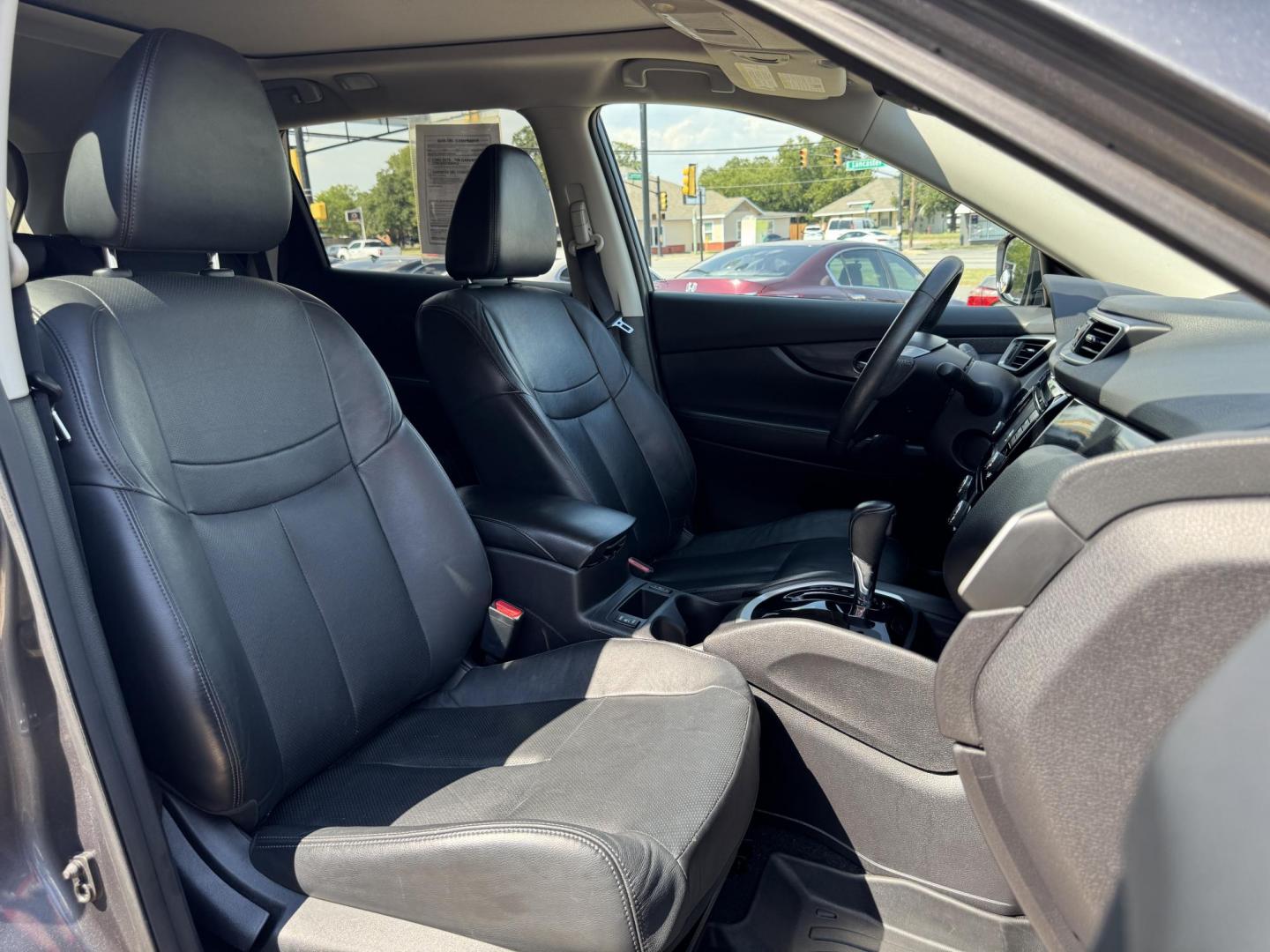 2015 BROWN /BLACK NISSAN ROGUE SL (5N1AT2MT9FC) with an 2.5L engine, CVT transmission, located at 5900 E. Lancaster Ave., Fort Worth, TX, 76112, (817) 457-5456, 0.000000, 0.000000 - The 2015 Nissan Rogue SL offers efficiency, comfort, and advanced tech. Powered by a 2.5L 4-cylinder engine with CVT, it delivers up to 33 MPG highway. Features include leather heated seats, moonroof, dual-zone climate control, navigation with satellite view, and a surround-view camera system with f - Photo#17