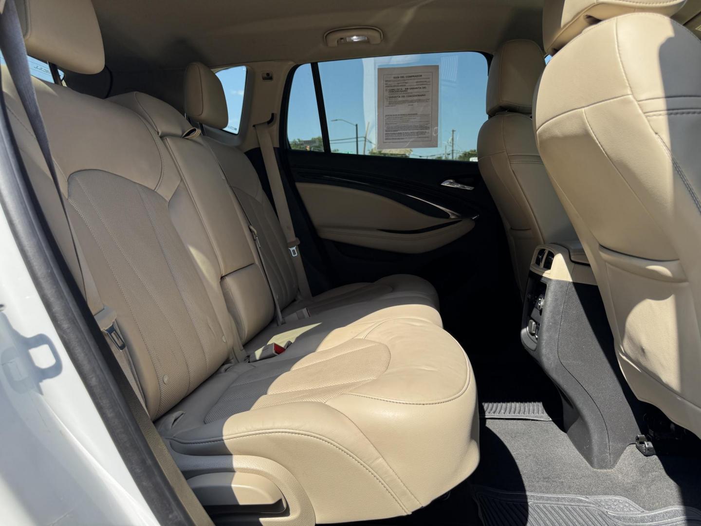 2017 WHITE /TAN BUICK ENVISION ESSENCE ESSENSE (LRBFXBSA8HD) with an 2.5L engine, 6-Speed Automatic transmission, located at 5900 E. Lancaster Ave., Fort Worth, TX, 76112, (817) 457-5456, 0.000000, 0.000000 - The 2017 Buick Envision Essence is a 5-passenger SUV with a 2.5L 4-cylinder engine and 6-speed automatic transmission. It features an electronic rear hatch, heated front and rear leather seats, dual climate control for both front and rear passengers, push-to-start, park assist, and a backup camera. - Photo#15